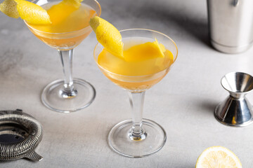 Sidecar cocktail refreshment brandy, orange liqueur and lemon juice
