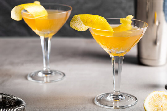 Sidecar cocktail refreshment brandy, orange liqueur and lemon juice