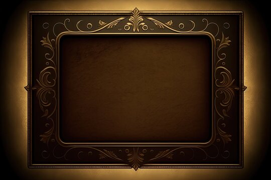 luxurious gold frame on a dramatic black background. Generative AI