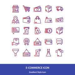 Ecommerce icon pack in gradient style vector, Shop icon, Online shop icon, delivery icon