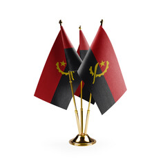 Small national flags of the Angola on a white background