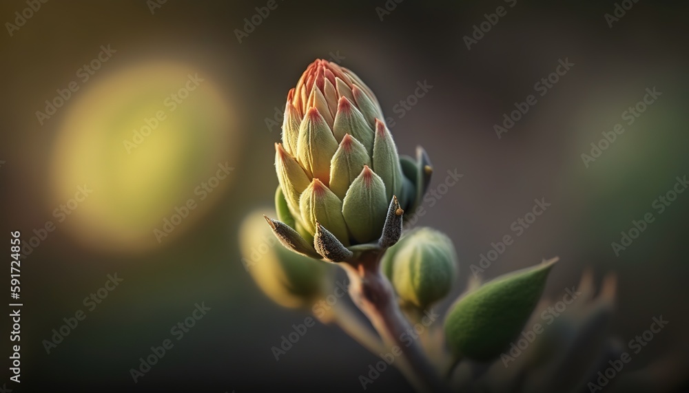 Aufkleber blurred flower blossom on a solid color backdrop generative ai