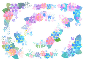 水彩風コサージュあじさいのフレームセット