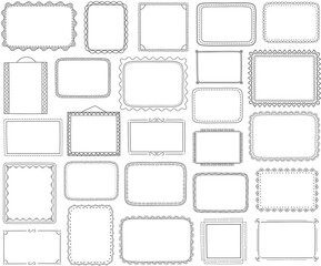 Set of hand drawn doodle frames, horizontal, vertical and square frames