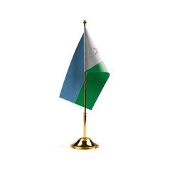 Small national flag of the Djibouti on a white background