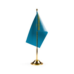 Small national flag of the Kazakhstan on a white background