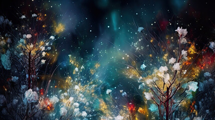 abstract stargazing ethereal flowers. generative AI