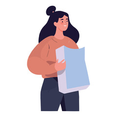 woman holding paper document character