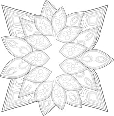 Colouring Page for Adult for Fun and Relaxation. Hand Drawn Sketch for Adult Anti Stress. Decorative Abstract Flowers in Black Isolated on White Background.-vector