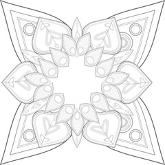 Colouring Page for Adult for Fun and Relaxation. Hand Drawn Sketch for Adult Anti Stress. Decorative Abstract Flowers in Black Isolated on White Background.-vector