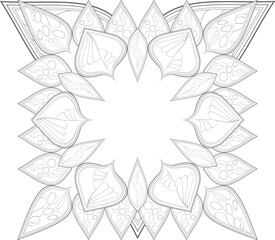 Colouring Page for Adult for Fun and Relaxation. Hand Drawn Sketch for Adult Anti Stress. Decorative Abstract Flowers in Black Isolated on White Background.-vector