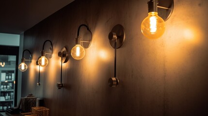 Contemporary Wall with Hanging Lights