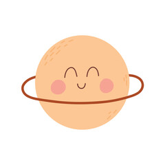 Children planet in boho style. Vector illustration. Flat style. Dear Saturn.