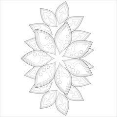 Fototapeta na wymiar Mandala art for coloring book and art therapy. Doodle vector of flowers for coloring sheet for every age