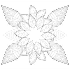 Coloring Books. Hand drawn flowers in zentangle style for t-shirt design or tattoo and coloring book