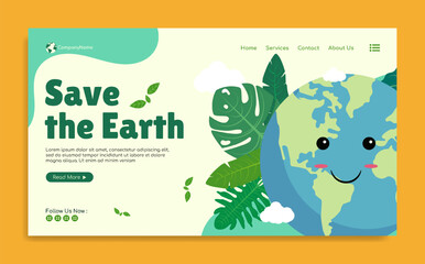 World earth Day Landing page template design