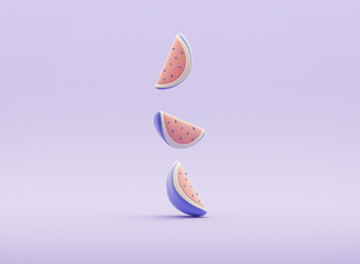 Colorful watermelon on purple pastel background. minimal idea food concept. picture creative to produce work within an advertising marketing communications or artwork design.