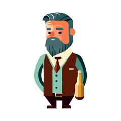 Smiling businessman holding beer bottle in celebration