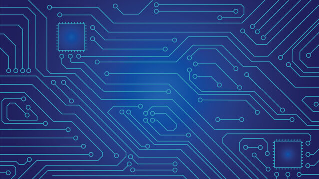 Blue circuit board pattern background image. Ultra High Definition. 4K