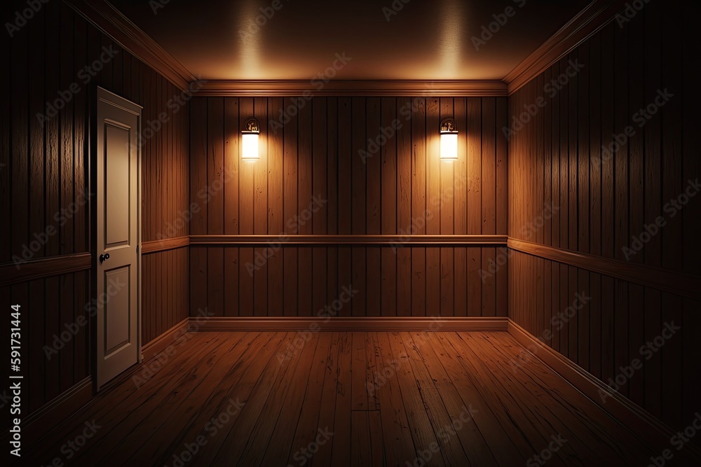 Poster n empty room with two wall lights. generative ai