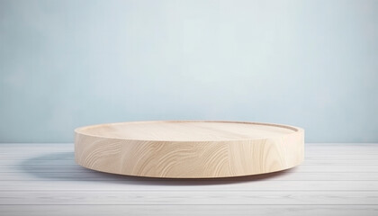 Empty beautiful round wood table  top counter on  interior in clean and bright with shadow background, Ready,white background, for product montage..