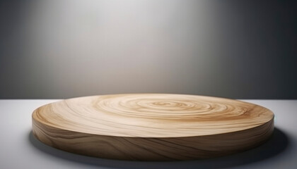 Empty beautiful round wood table  top counter on  interior in clean and bright with shadow background, Ready,white background, for product montage..