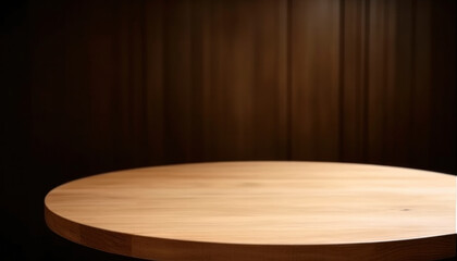 Empty beautiful round wood table  top counter on  interior in clean and bright with shadow background, Ready,white background, for product montage..