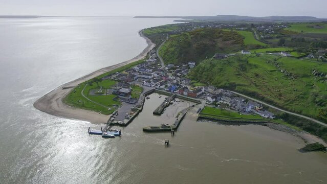 Waterford Estuary Passage East Fishing village and car ferry port the estuary behind widening and entering the Celtic Sea