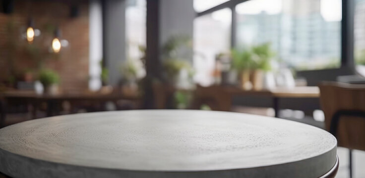 Empty beautiful round wood table  top counter on  interior in clean and bright with shadow background, Ready,white background, for product montage..
