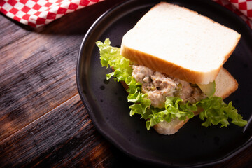 Tuna salad sandwich. It is a quick, simple and nutritious recipe, Healthy food, delicious snack...