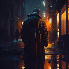 Person in the night city