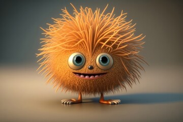 cartoon cute rambutan character, Generative AI