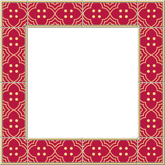 Antique tile frame curve cross flower dot lattice