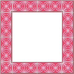 Antique tile frame pink star cross round geometry flower