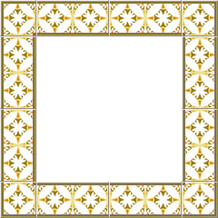 Antique tile frame round curve cross flower kaleidoscope