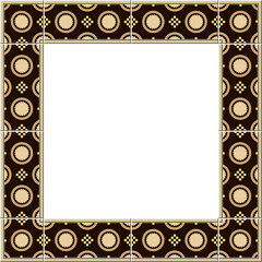 Antique tile frame round check square mosaic cross geometry