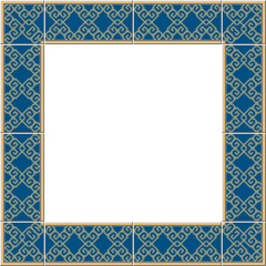 Obraz premium Antique tile frame yellow check square spiral vortex cross chain