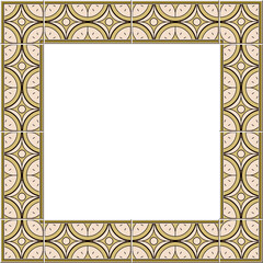 Antique tile frame curve round corner cross star geometry