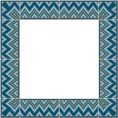 Obraz premium Antique tile frame sawtooth ladder geometry pixel mosaic