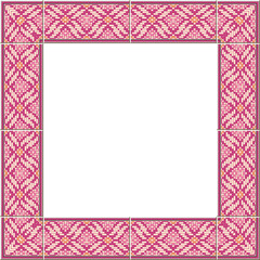 Antique tile frame pink check stitch cross geometry line