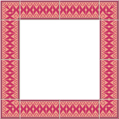 Fototapeta premium Antique tile frame geometry stitch line woven triangle