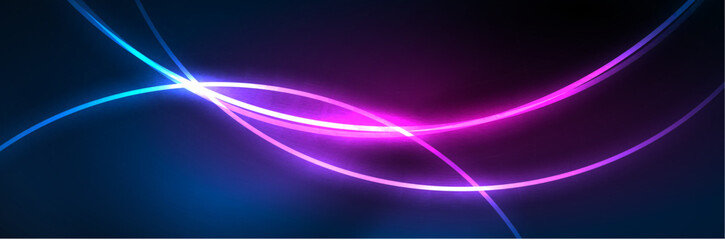 Blue neon glowing lines, magic energy space light concept, abstract background wallpaper design