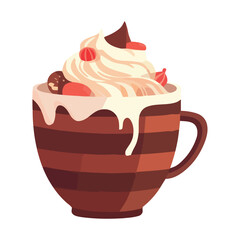 Whipped cream and chocolate on sweet dessert