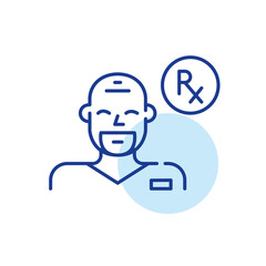 Doctor in uniform with prescription symbol. Pixel perfect, editable stroke line icon