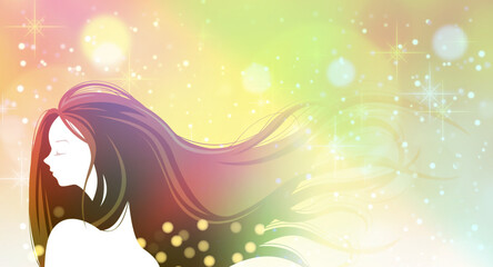 風で髪がなびく女性のイメージイラスト