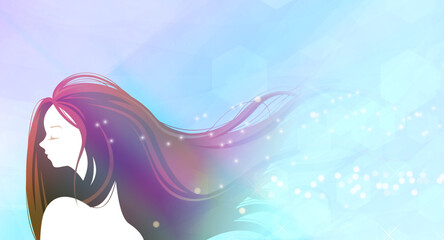 風で髪がなびく女性のイメージイラスト