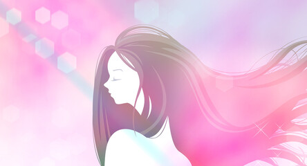 風で髪がなびく女性のイメージイラスト