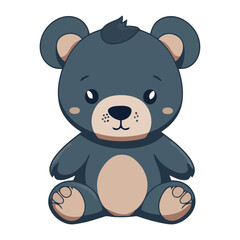 Cute baby panda sitting with fluffy toy