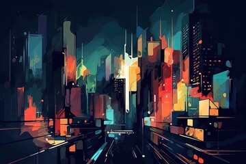 Cityscape wallpaper background, made with generative ai