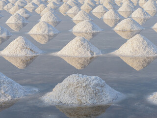 Salt fields evaporate into salt.